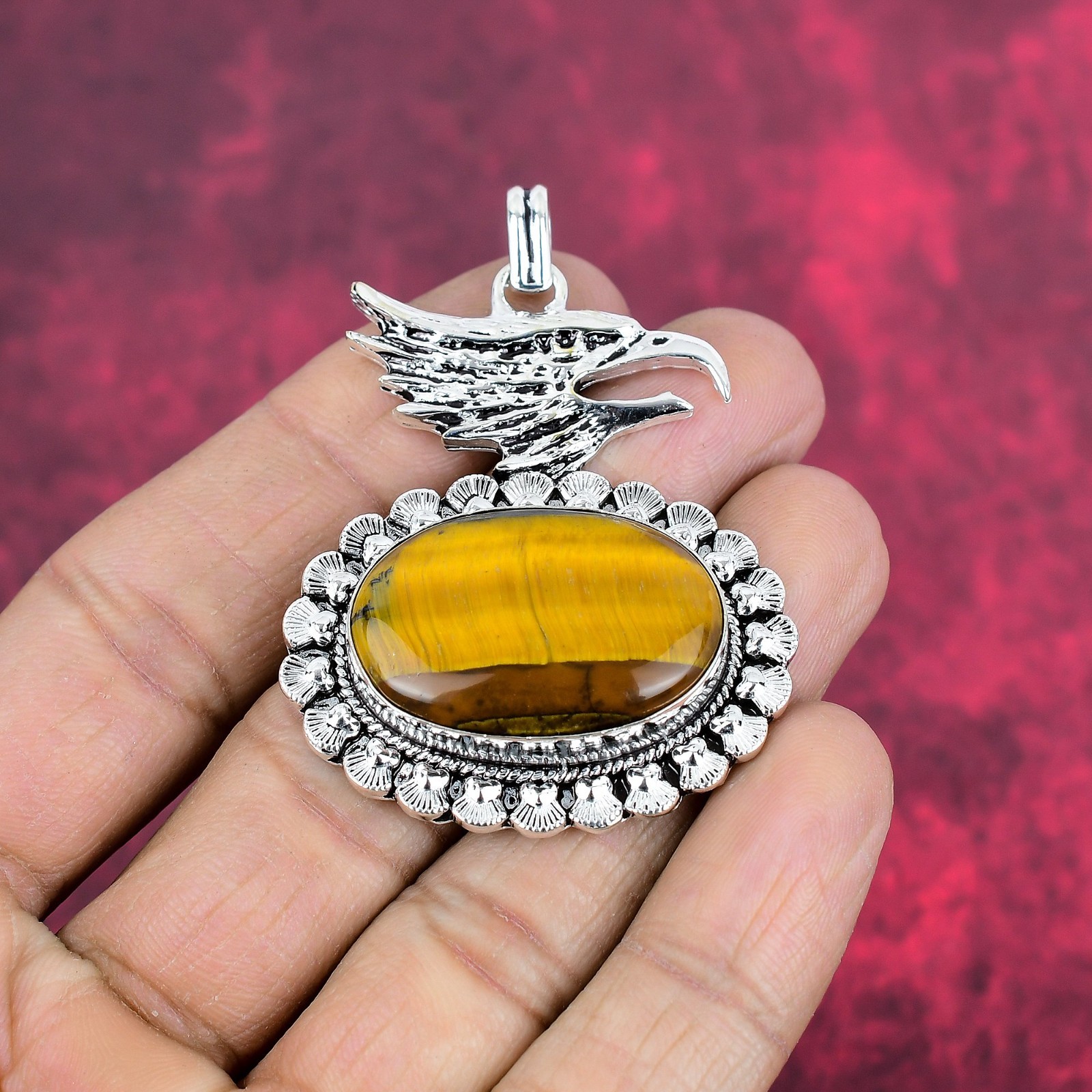 Tiger’s Eye Gemstone Handmade 925 Steling Silver Pendant Jewelry Gifts For Love