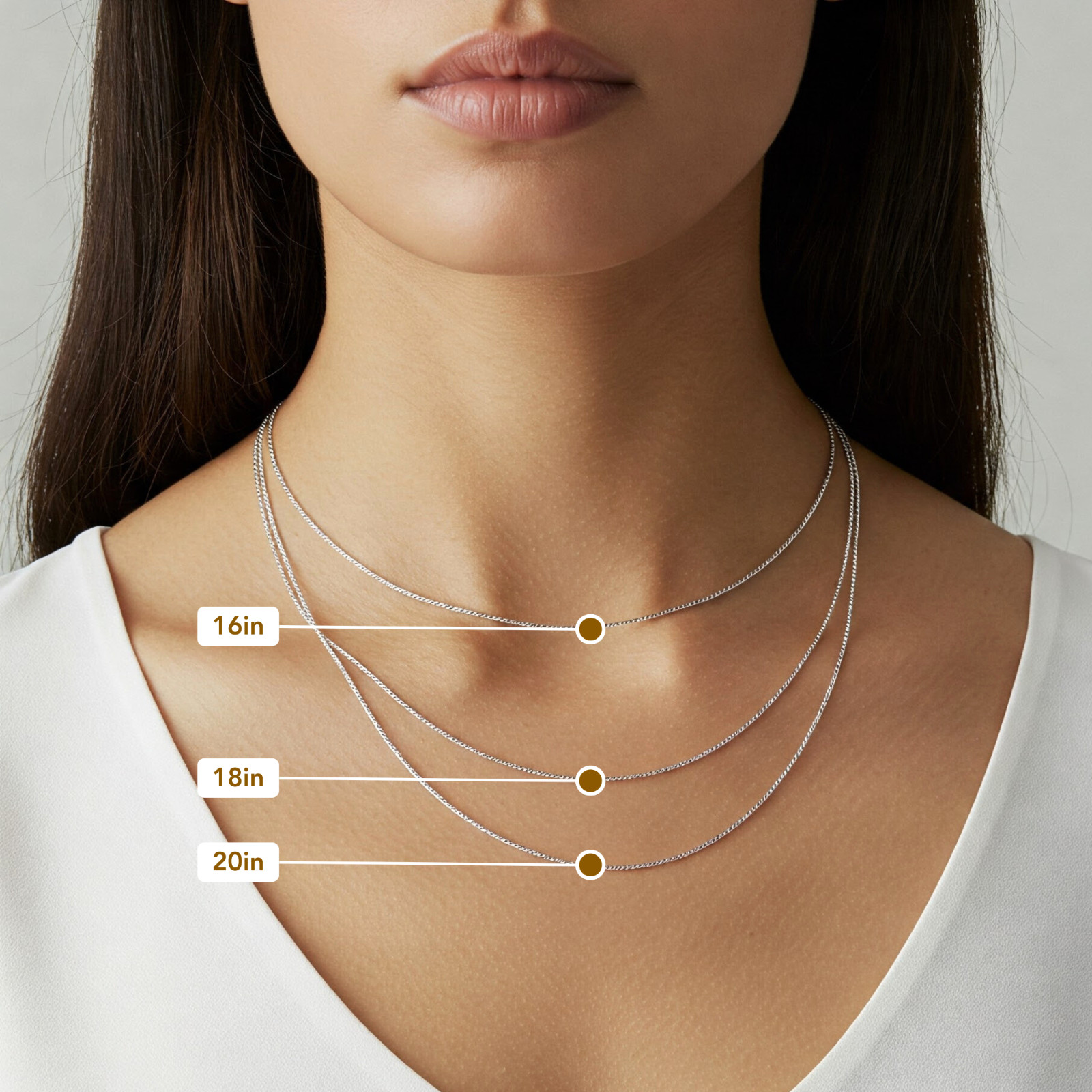 14K Real Solid White Gold Diamond-Cut Thin Dainty Cable Chain Necklace 16″-20″