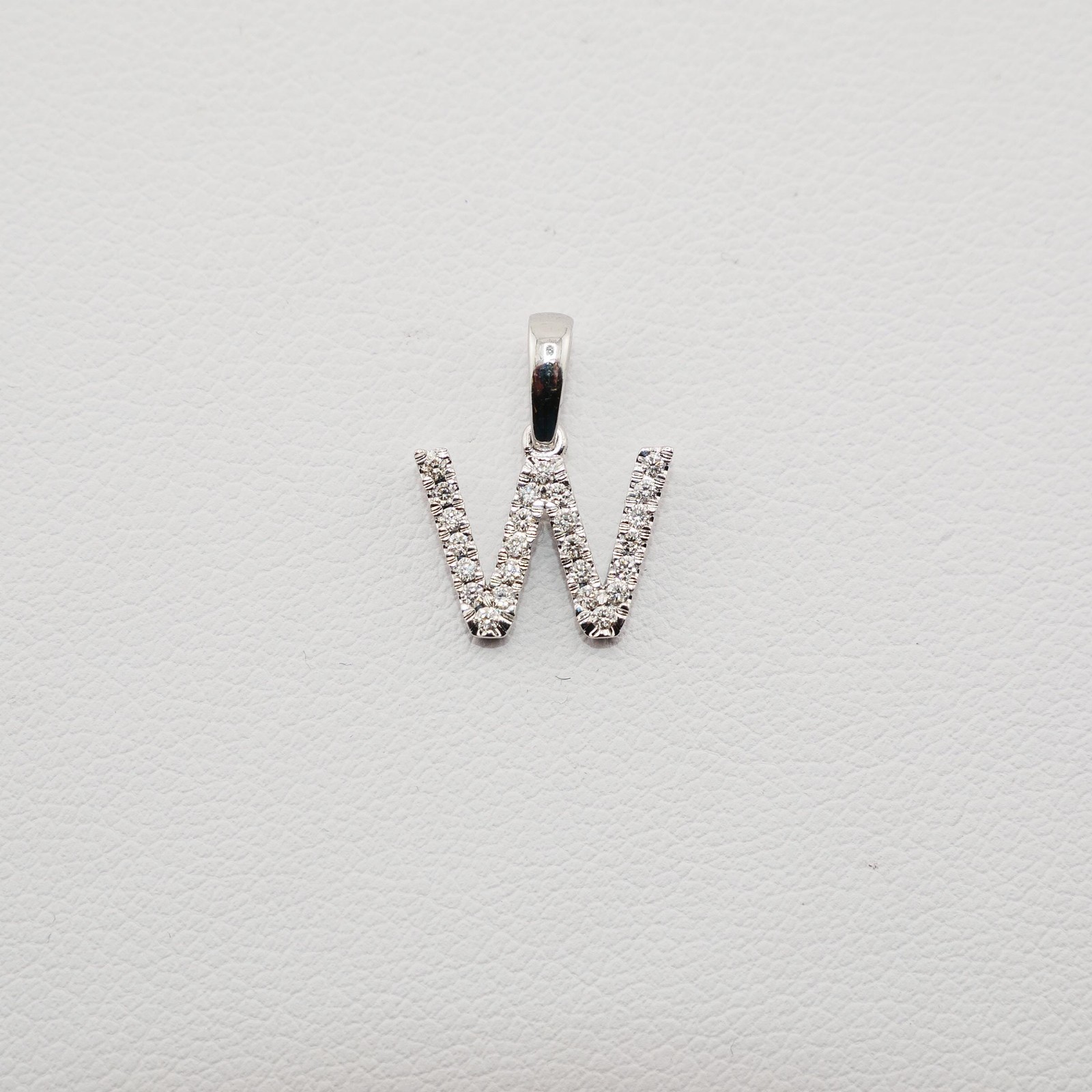 14K Small White Gold Diamond Initial Pendants | Available Letters W-X-Y-Z