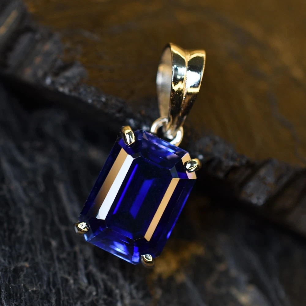 Blue Tanzanite 21+ Ct Certified Natural 925 Sterling Silver Pendant Gemstone