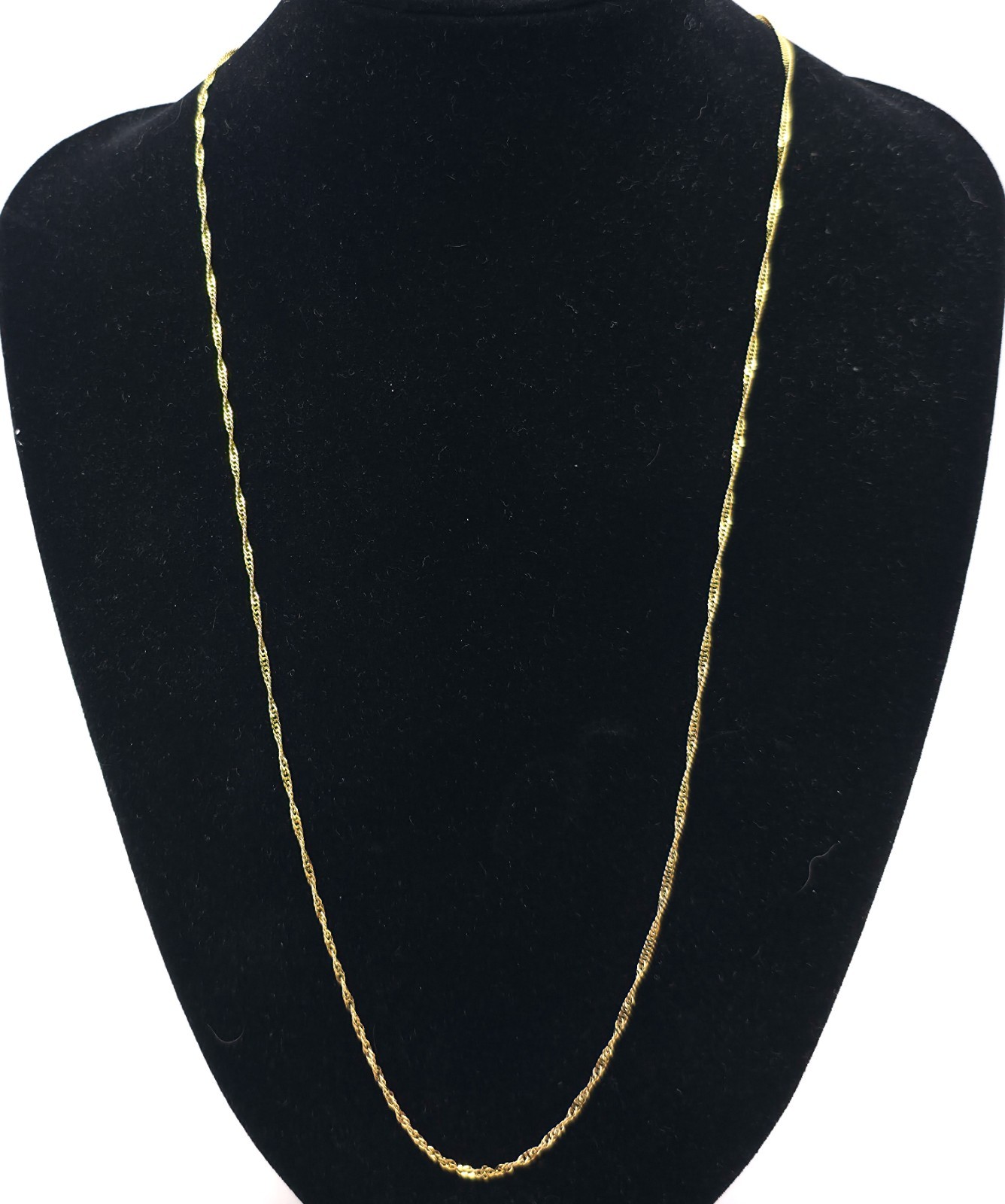 Aurafin 14K Gold Diamond Cut Twist Chain Necklace 24” 3.4 grams