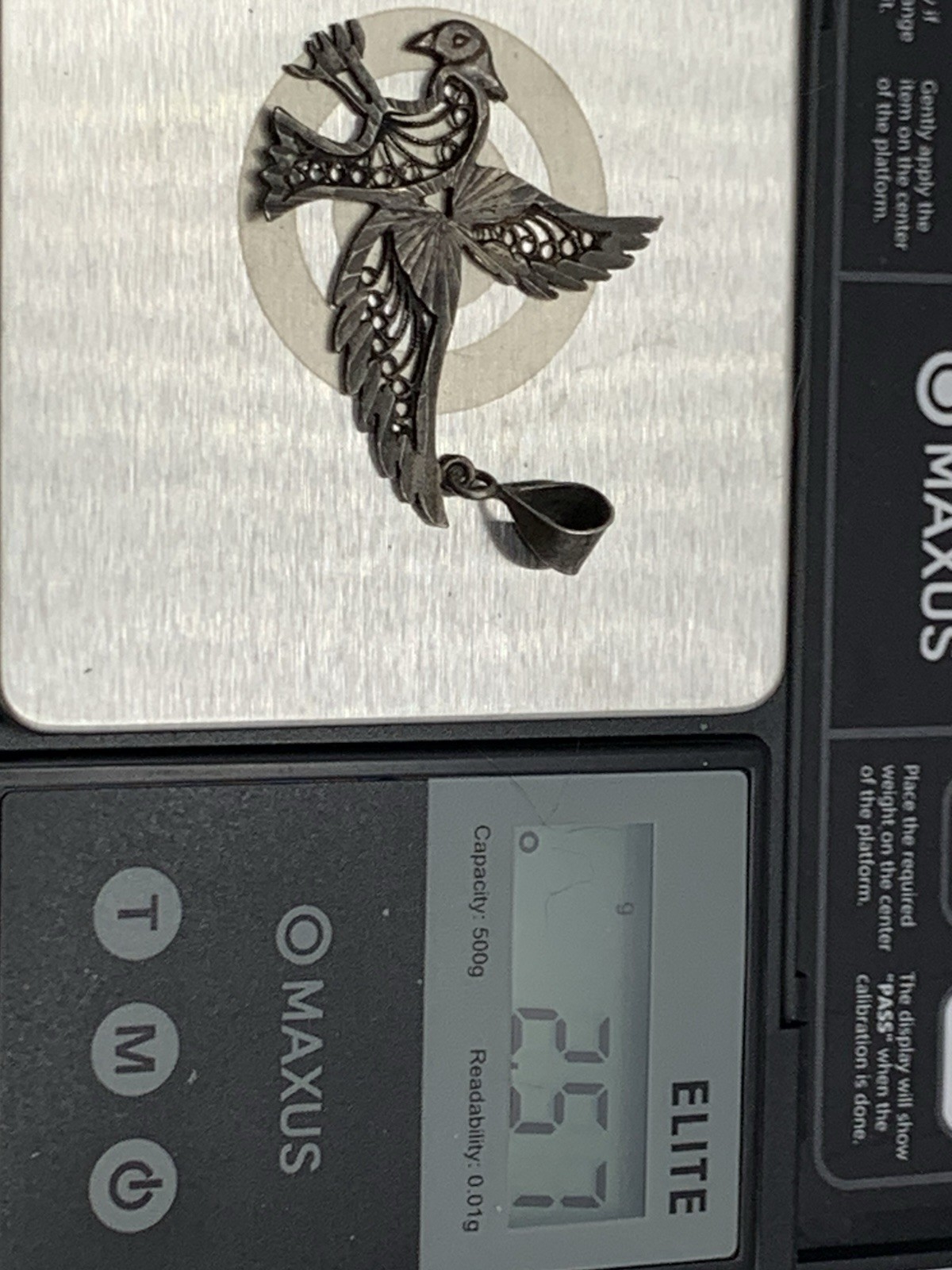 Turney Signed 925 Sterling Silver Engraved Bird Pendant Charm No Stone