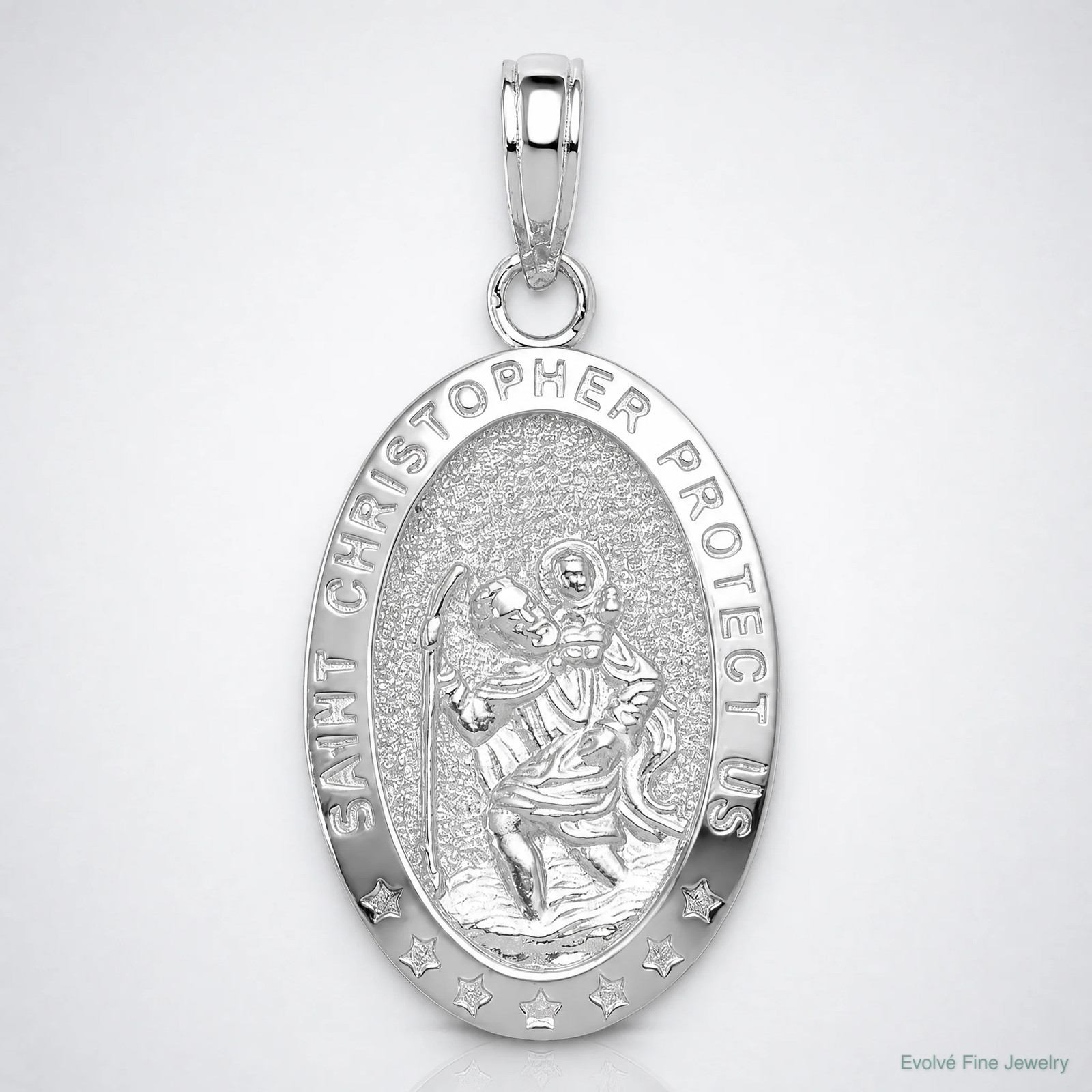 10K / 14K White Gold Saint Christopher Medal Pendant