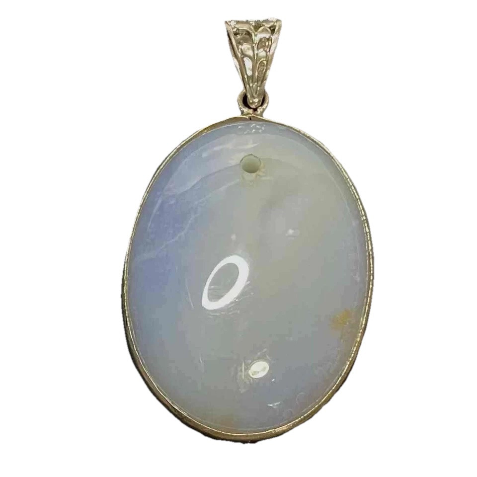 Oval Moonstone Cabochon 40cm x 30cm Sterling Silver Pendant w/Drill Hole 16.07g