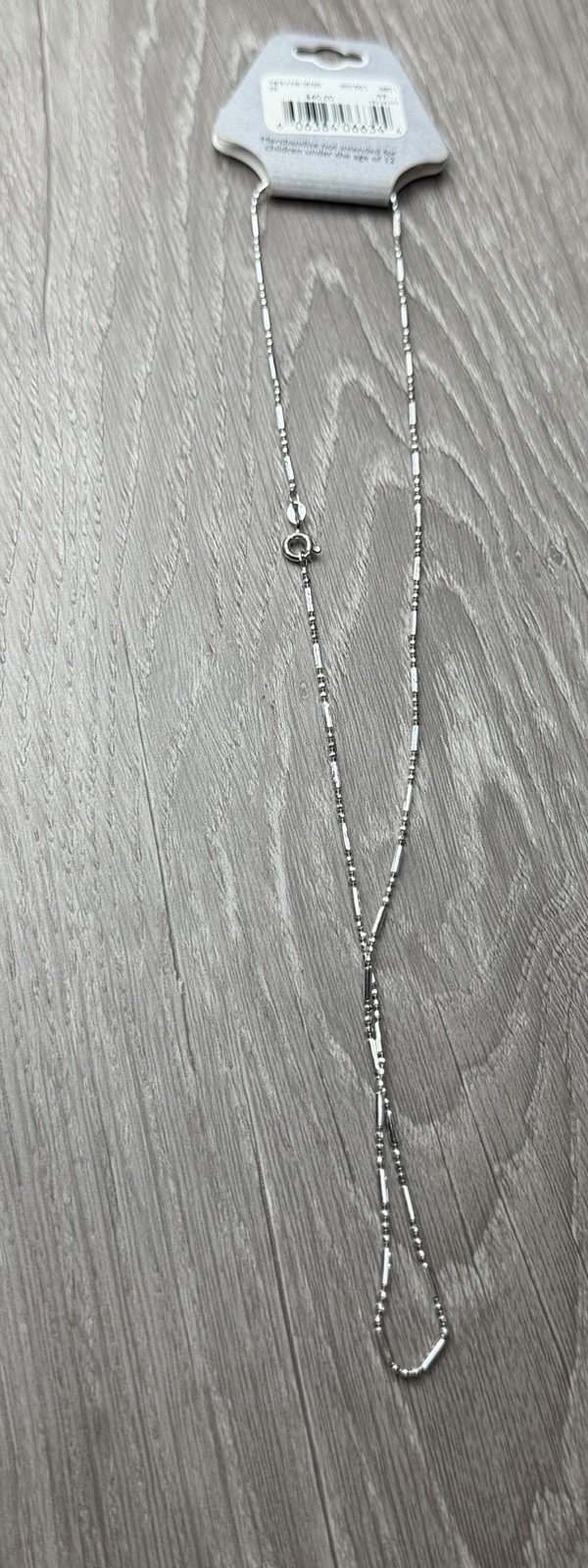 925 Sterling Silver Bar and Ball Bead Chain Necklace Fine Delicate Link New