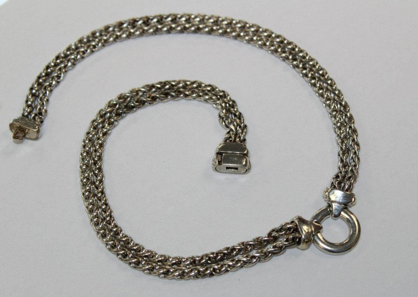 David Yurman Sterling & 18k Double Wheat Chain Amulet Necklace 16″ [016WEA]