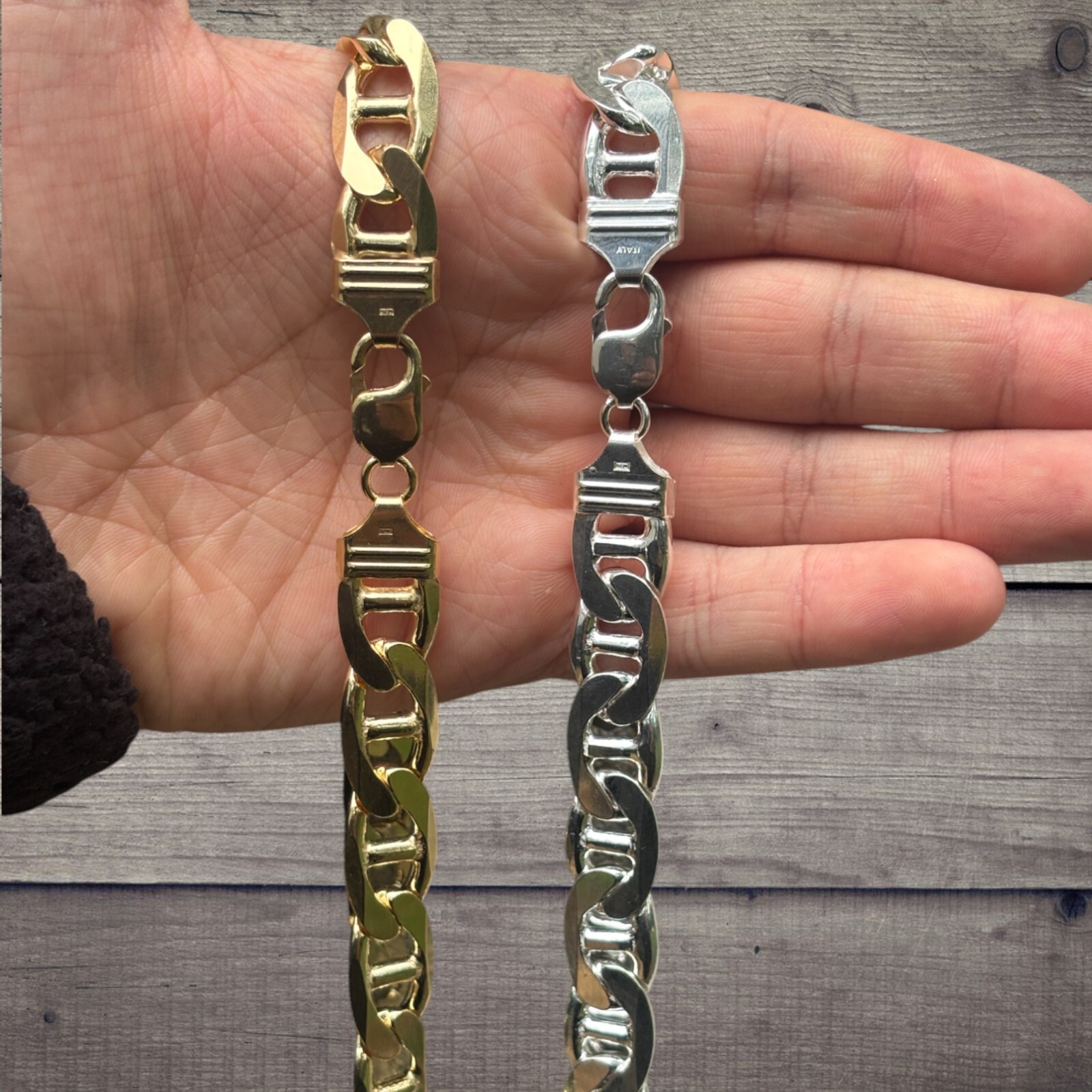 13mm Mariner Chain Necklace – Real Solid 925 Sterling Silver Or 14k Gold Vermeil