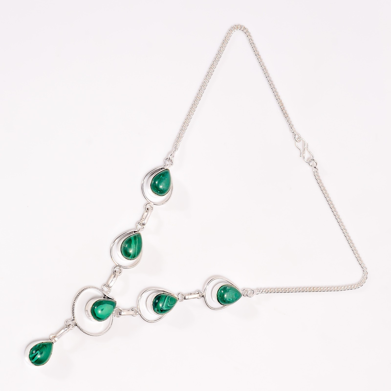 Malachite Gemstone Necklace Sterling Silver Handmade Artisan Jewelry 18.5″ Gifts