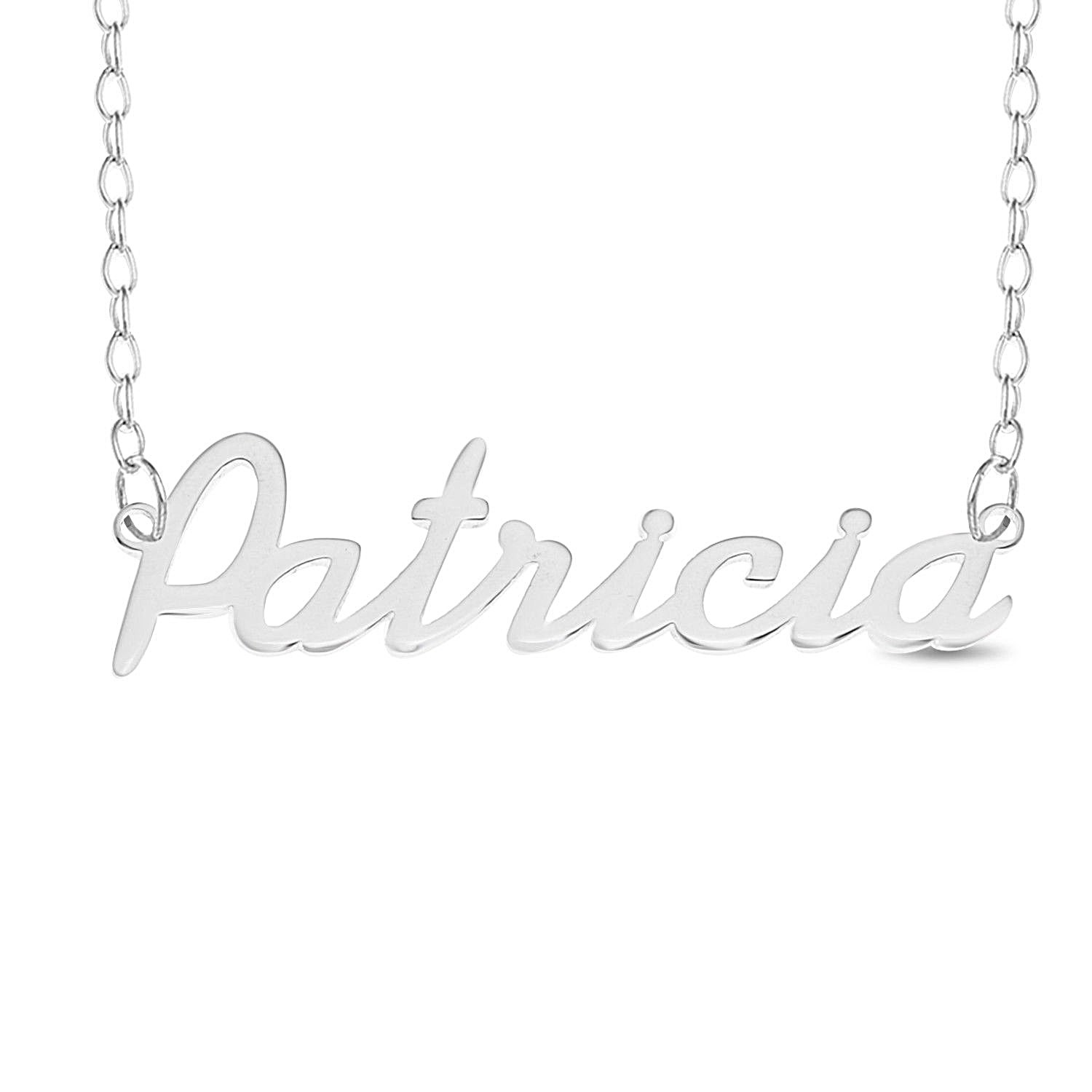 Patricia Name Plate Necklace Pendent Sterling Silver female Personalized Custom