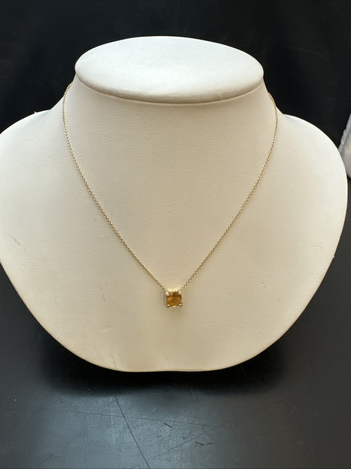 David Yurman Petite Chatelaine 18K Gold Citrine & Diamond Pendant Necklace