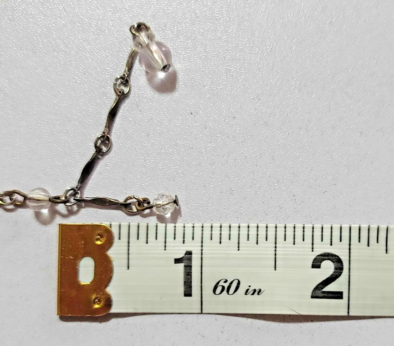 Bar Link Y Drop Lariat Silver Toned Chain Drop Beaded Necklace