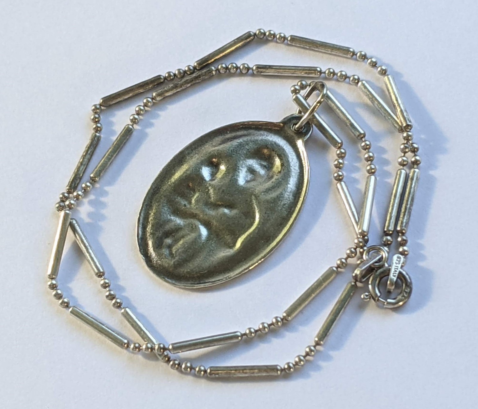 Orthodox icon amulet “Mother of God”, chain 40 cm. 925 silver. Weight 7.15 g.