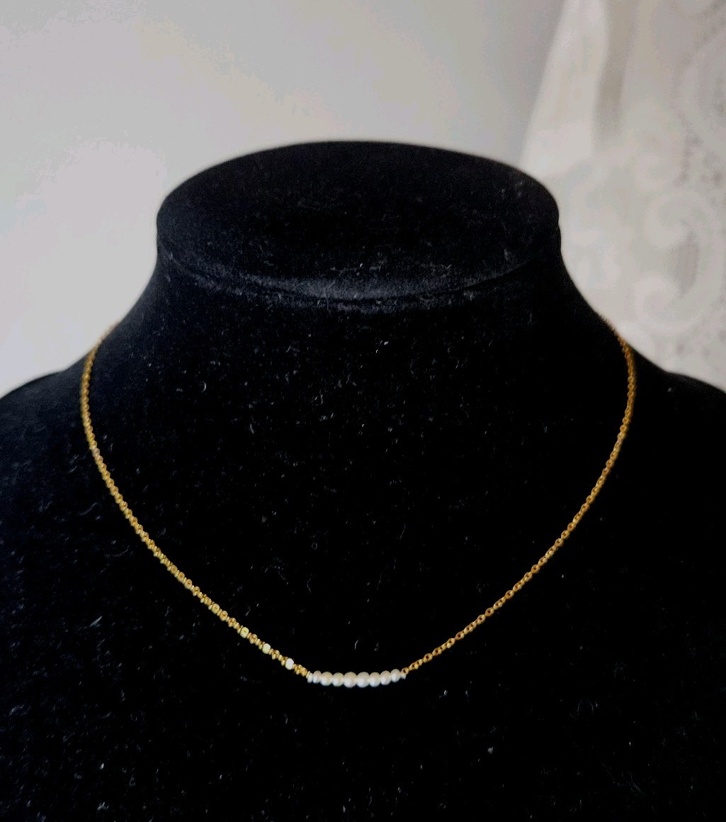 Vintage 14k Gold Add-A-Pearl 8 Pearl Delicate Dainty 14″ Chain 0.9g