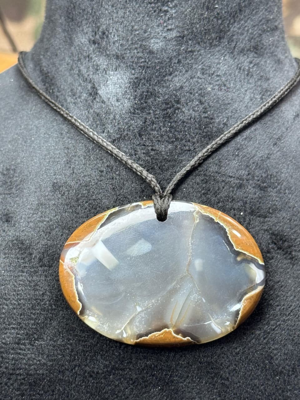Natural Thunder Egg Agate Pendant Necklace Handmade Jewelry