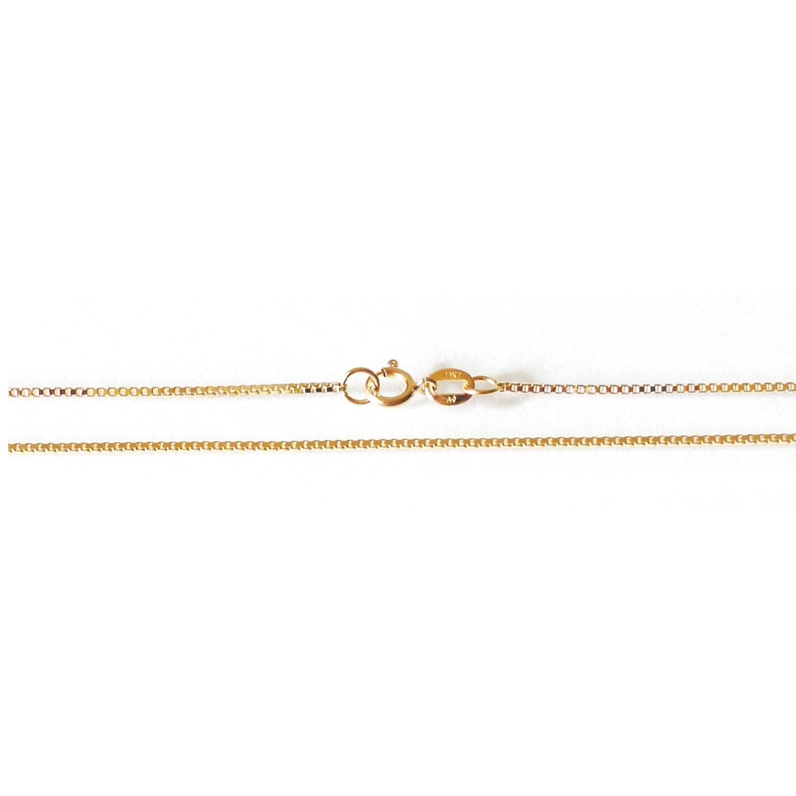 14K Solid Yellow Gold Box Chain 2.1 Grams W: 0.8 mm L: 18 inches (45 cm) 032