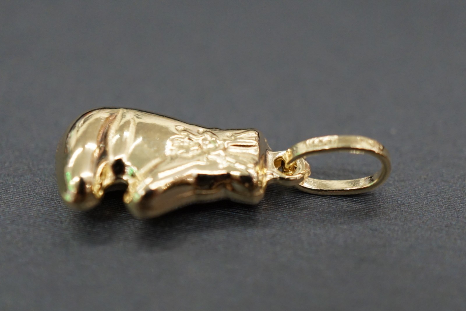 14K Solid Yellow Gold Boxing Glove Charm Pendant.