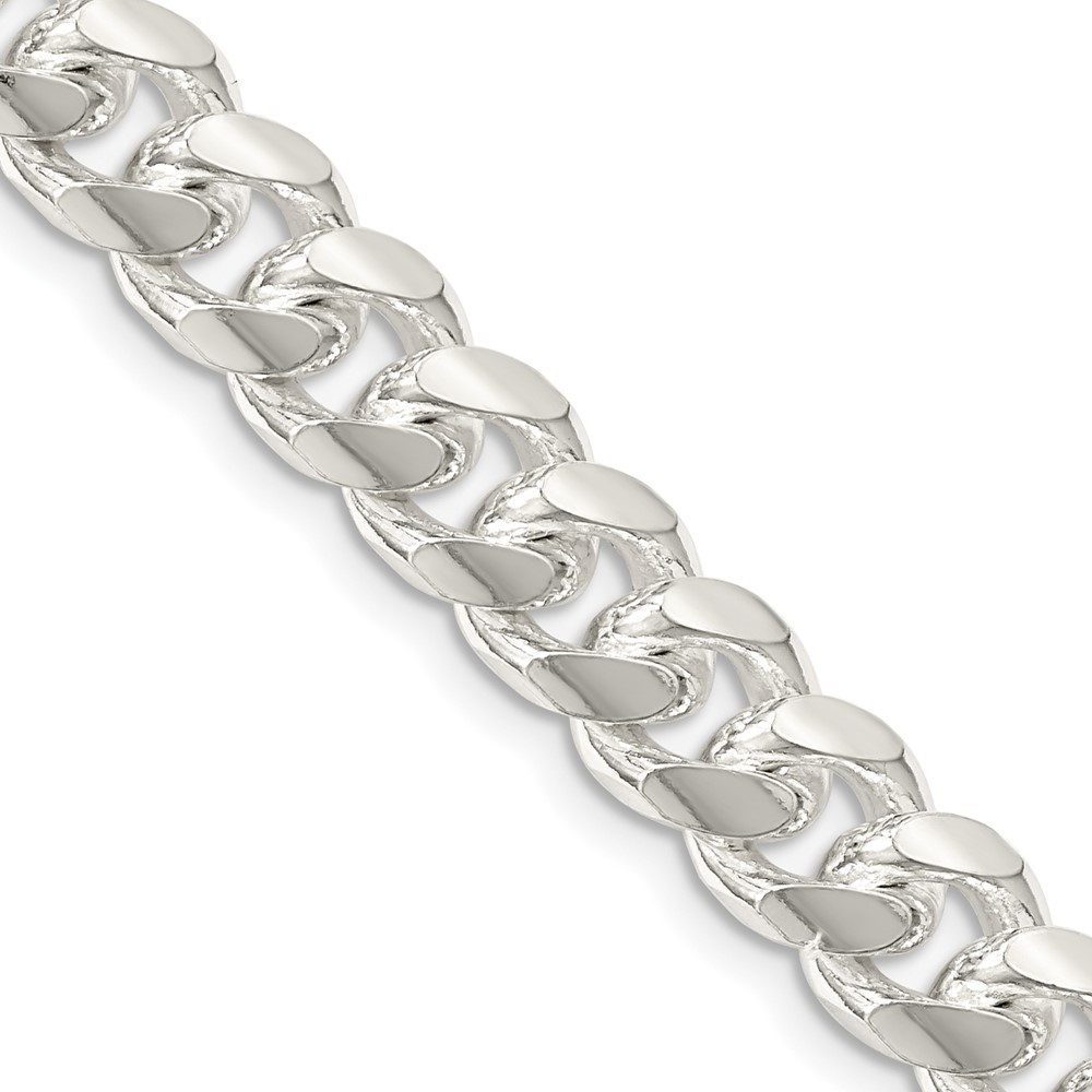 Sterling Silver 8.5mm Domed with Side Diamond-Cut Curb 22″ Chain Necklace