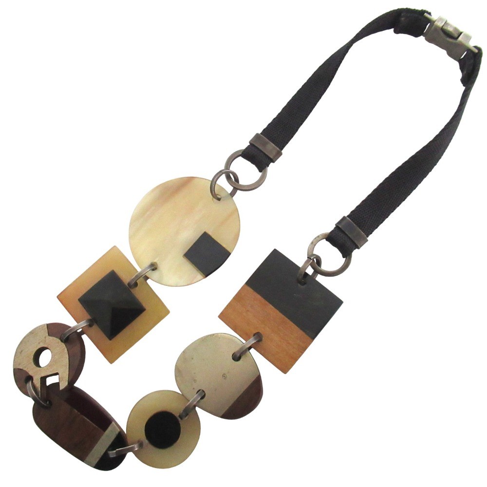 MARNI Plastic Wood Necklace, Beige Women USED