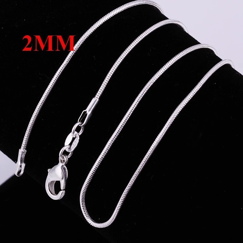 925 Sterling Silver Solid Snake Chain Necklace For Men Women