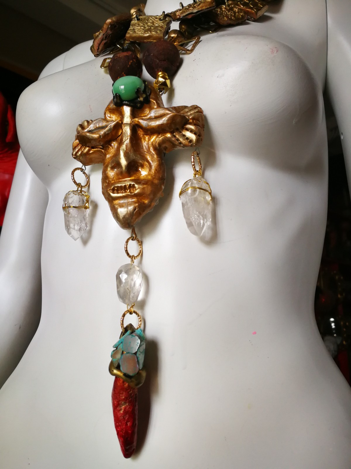 Statement Fine Jewelry Ethnic Glamour Gemstone Jewel Sculpture Tribal Mask Stone