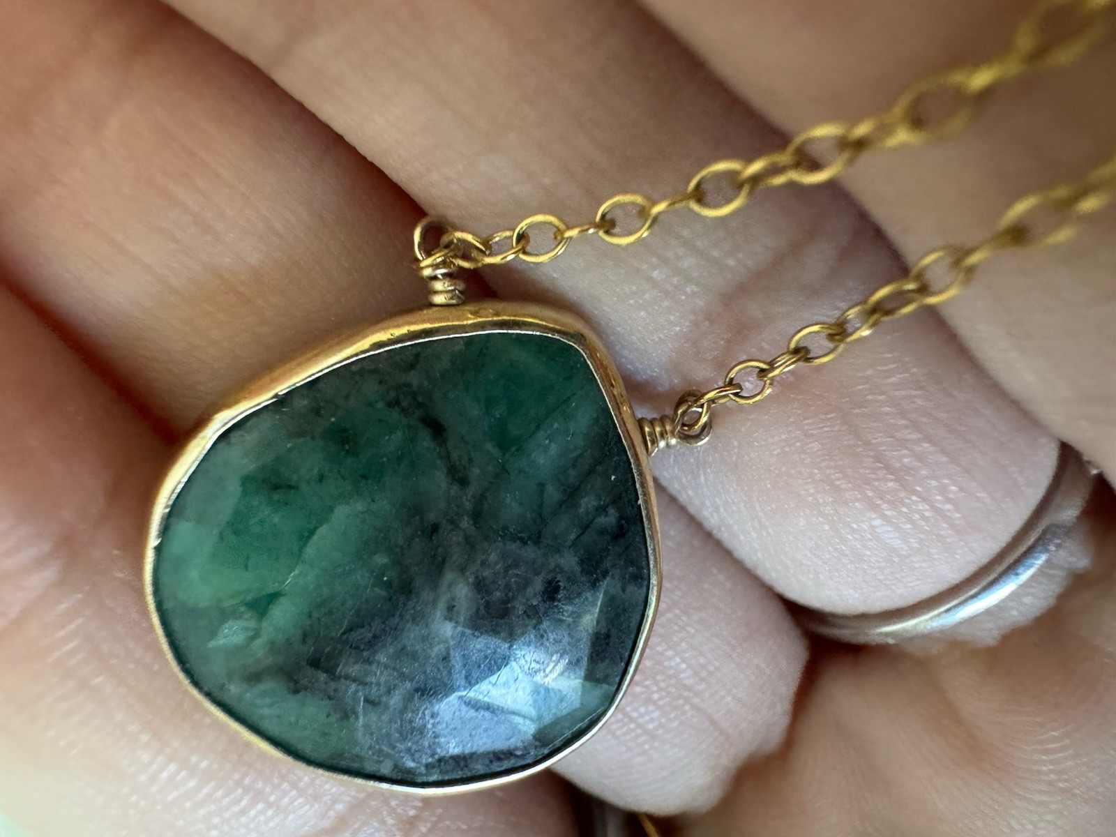 Raw Emerald Pendant Necklace, 1/20 14k Gold-Filled May Birthstone