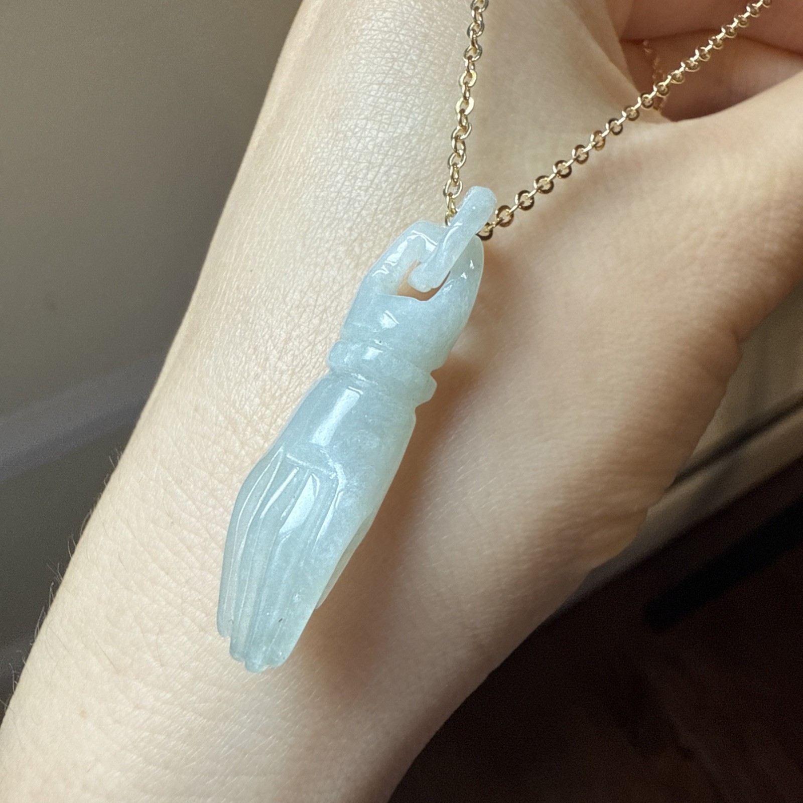 純天然翡翠A貨 untreated Myanmar Burma Grade A Jadeite 純手工雕吊環佛手 水頭足 Buddha Hand