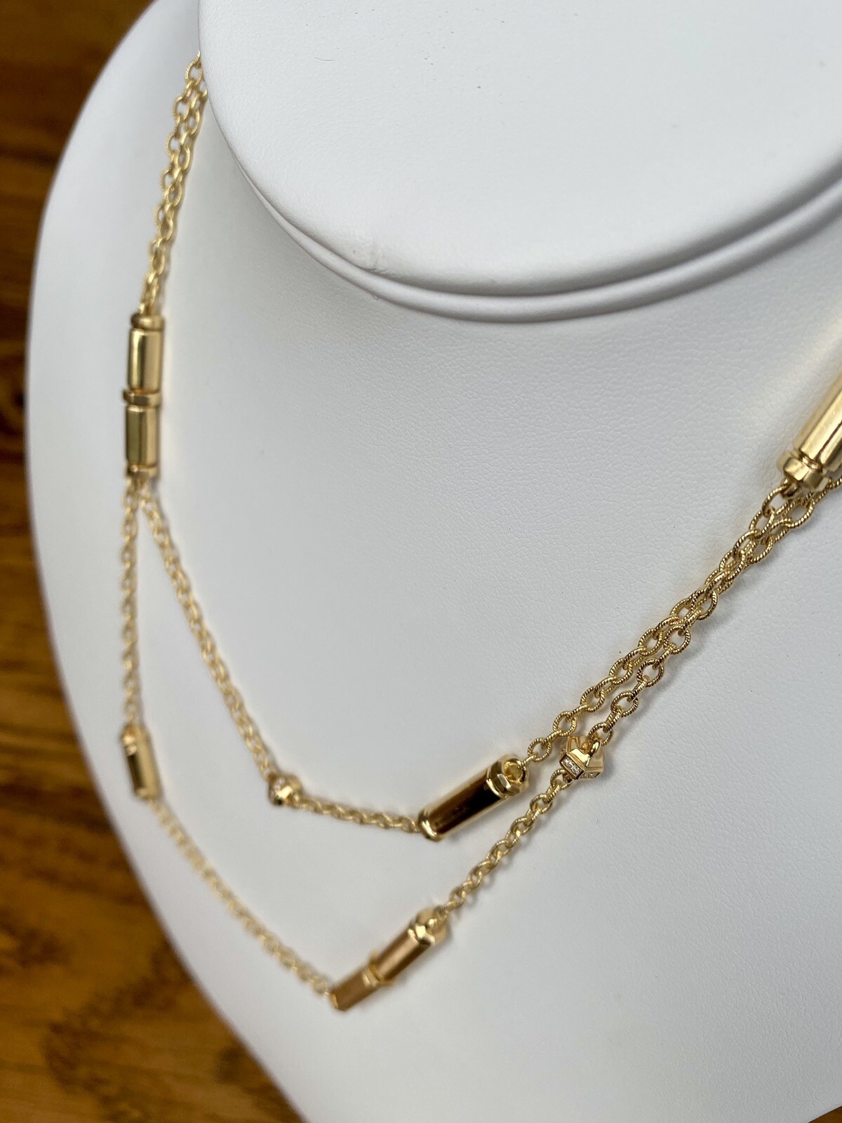 David Yurman 18k Gold Diamond Barrels Lexington Necklace 36” 31g Brand New NWT