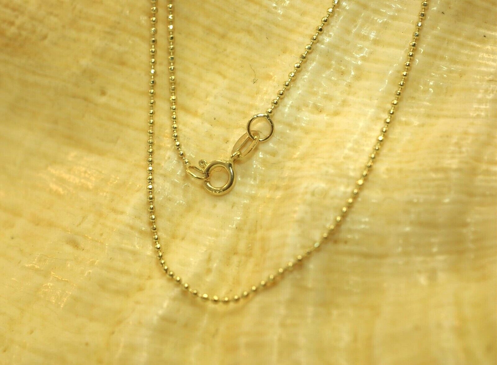 1MM PETITE SOLID 14K YELLOW GOLD DIAMOND CUT DC BALL BEAD CHAIN NECKLACE 16″-24″