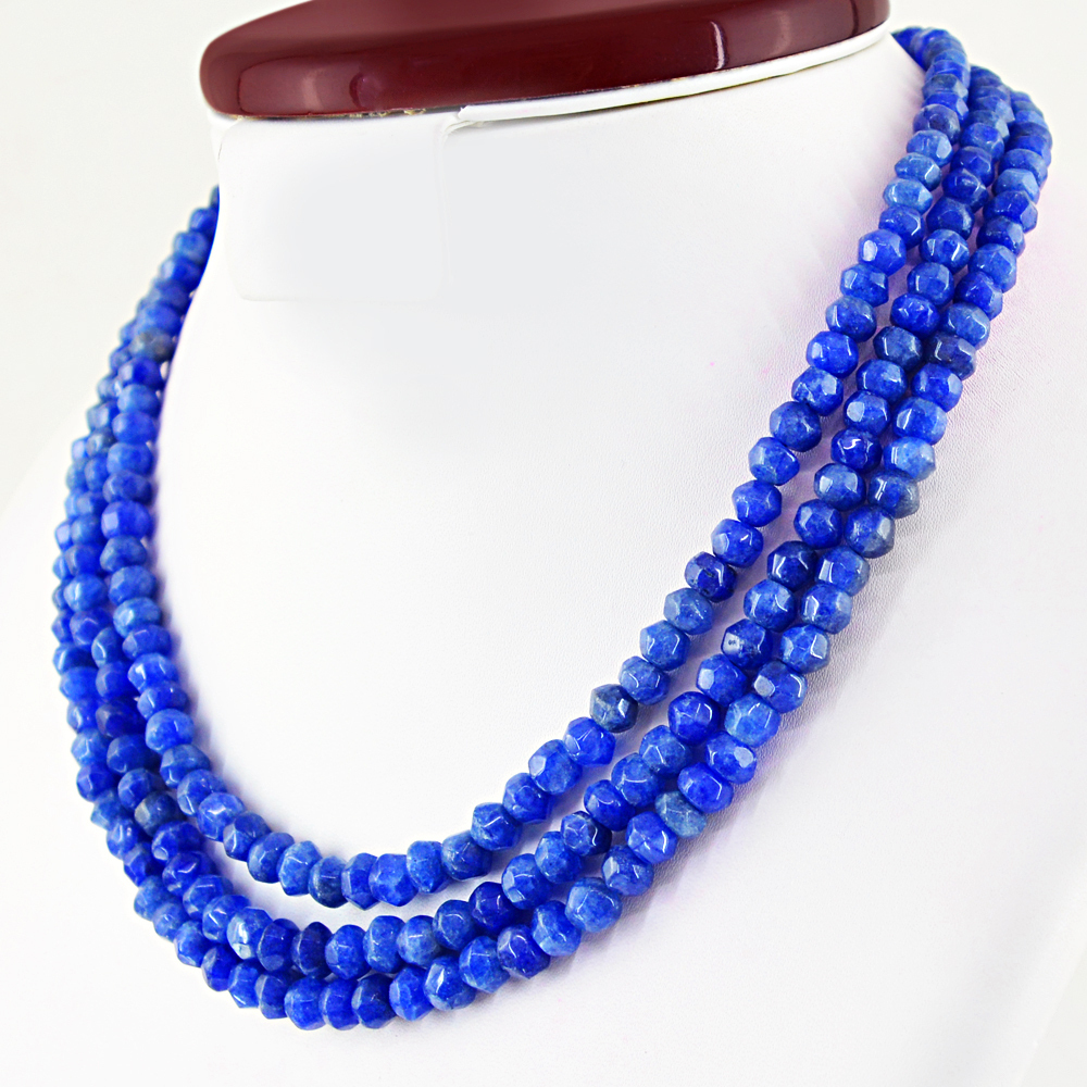SUPERB 396.00 CTS EARTH MINED ENHANCED SAPPHIRE ROUND CUT BEADS NECKLACE (RS)