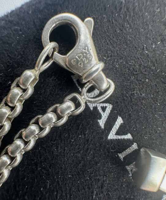 925 Silver David Yurman Cross Pendant 36mm Chain Necklace 24 in