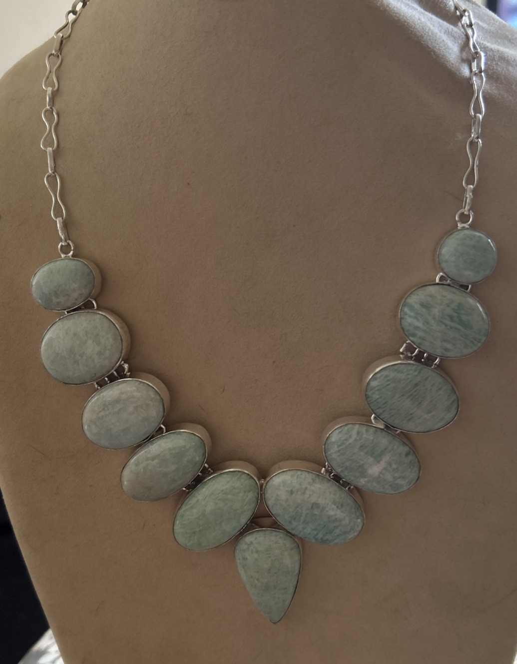 Sterling silver Amazonite 18 inch gemstone necklace