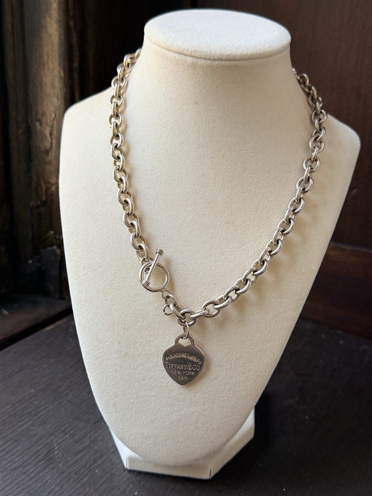 Vintage Tiffany & Co Return To Tiffany Heart tag Toggle Necklace 925 Silver