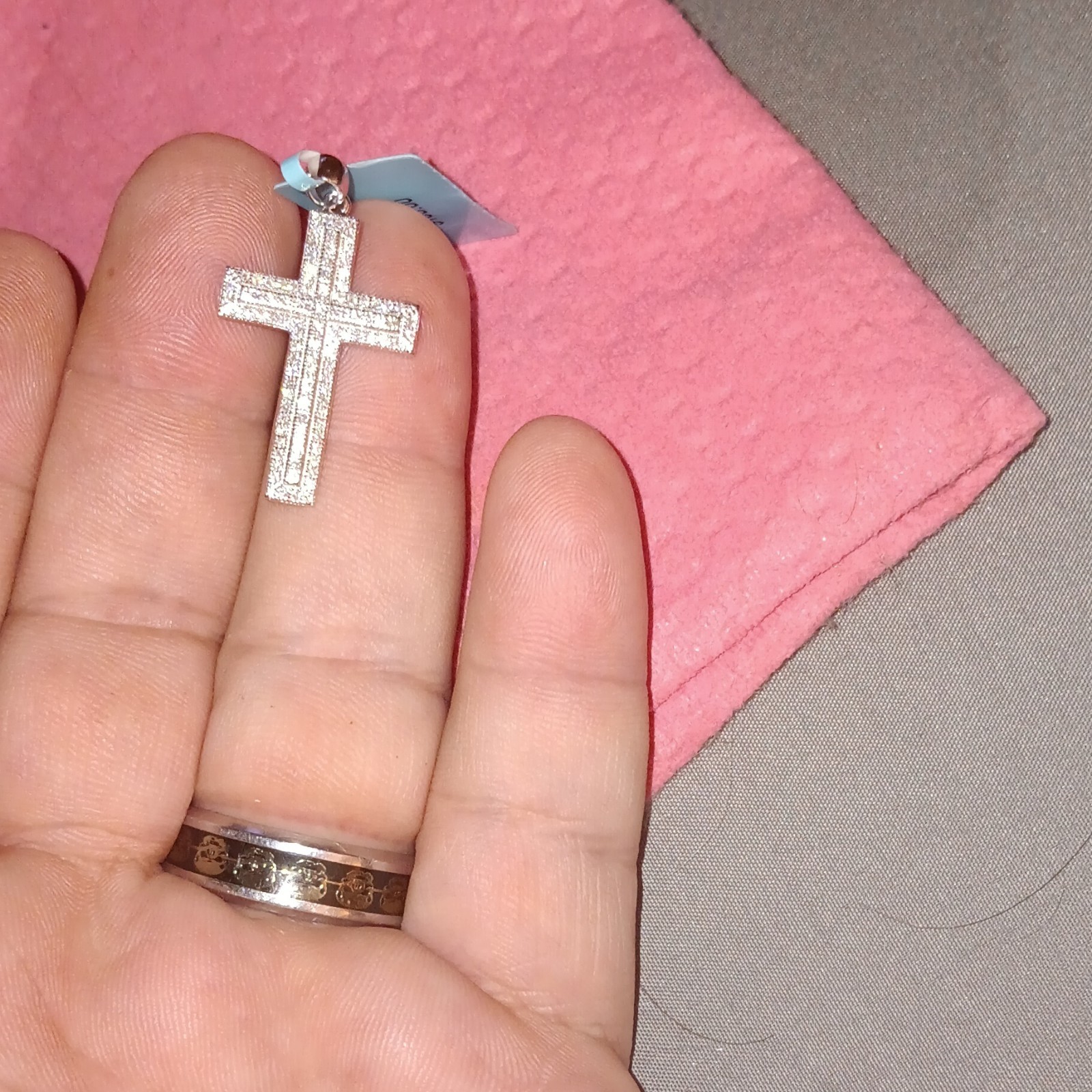 925 Sterling Silver Moissanite White Cross Pendant 0.49 ctw