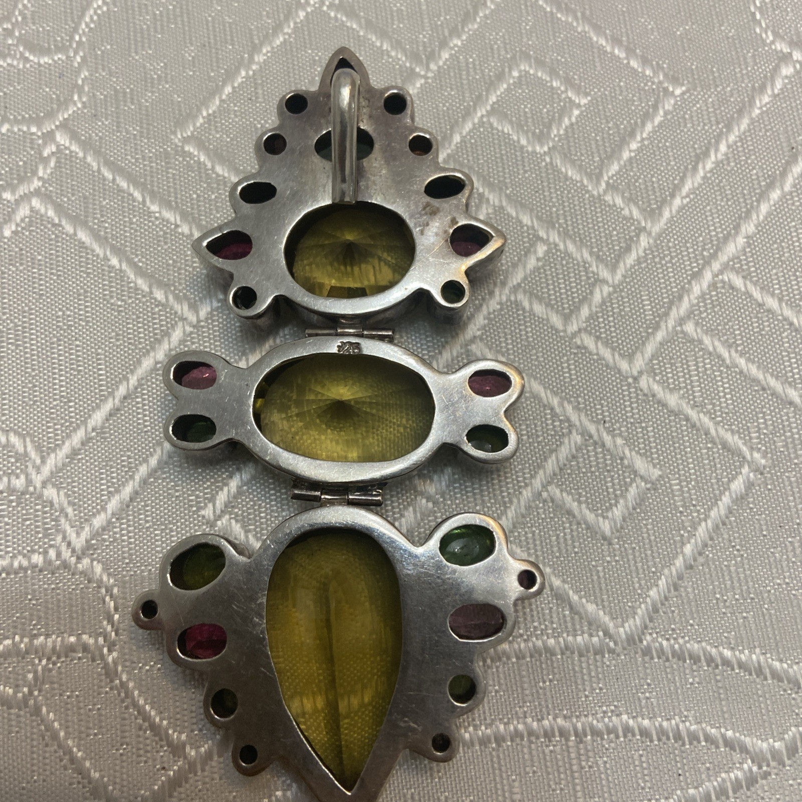 Sterling Silver 925 Multi-color PENDANT 4 inches