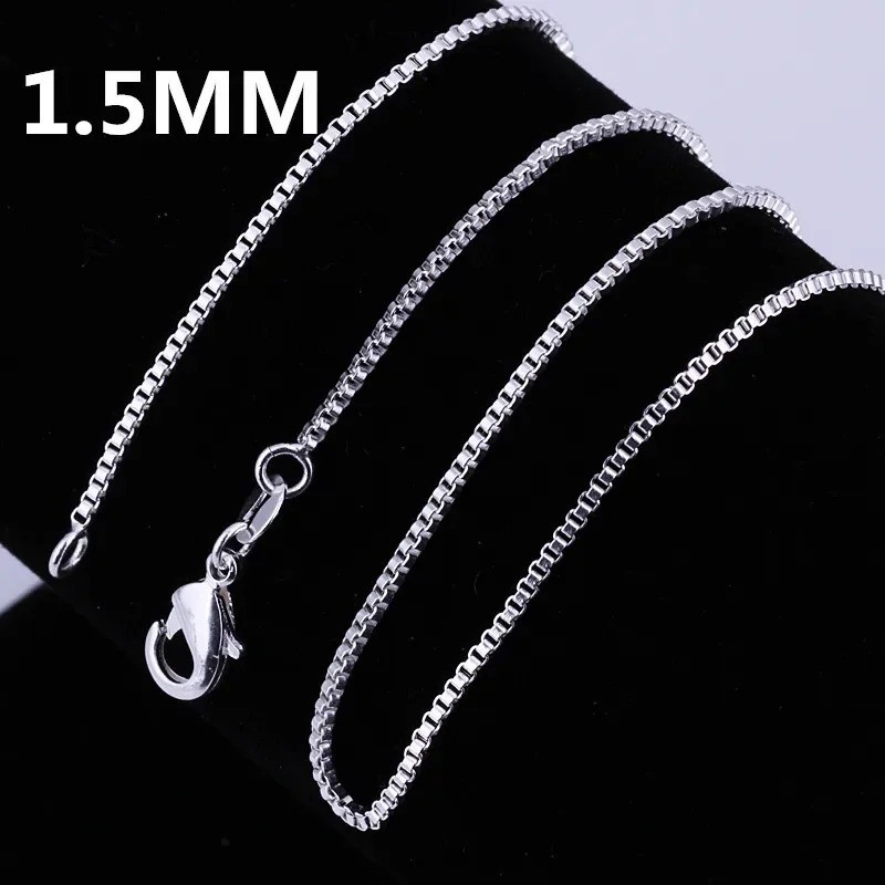 925 Sterling Silver Necklace 16/18/20/22/24 inches fine 1.5MM Box chain
