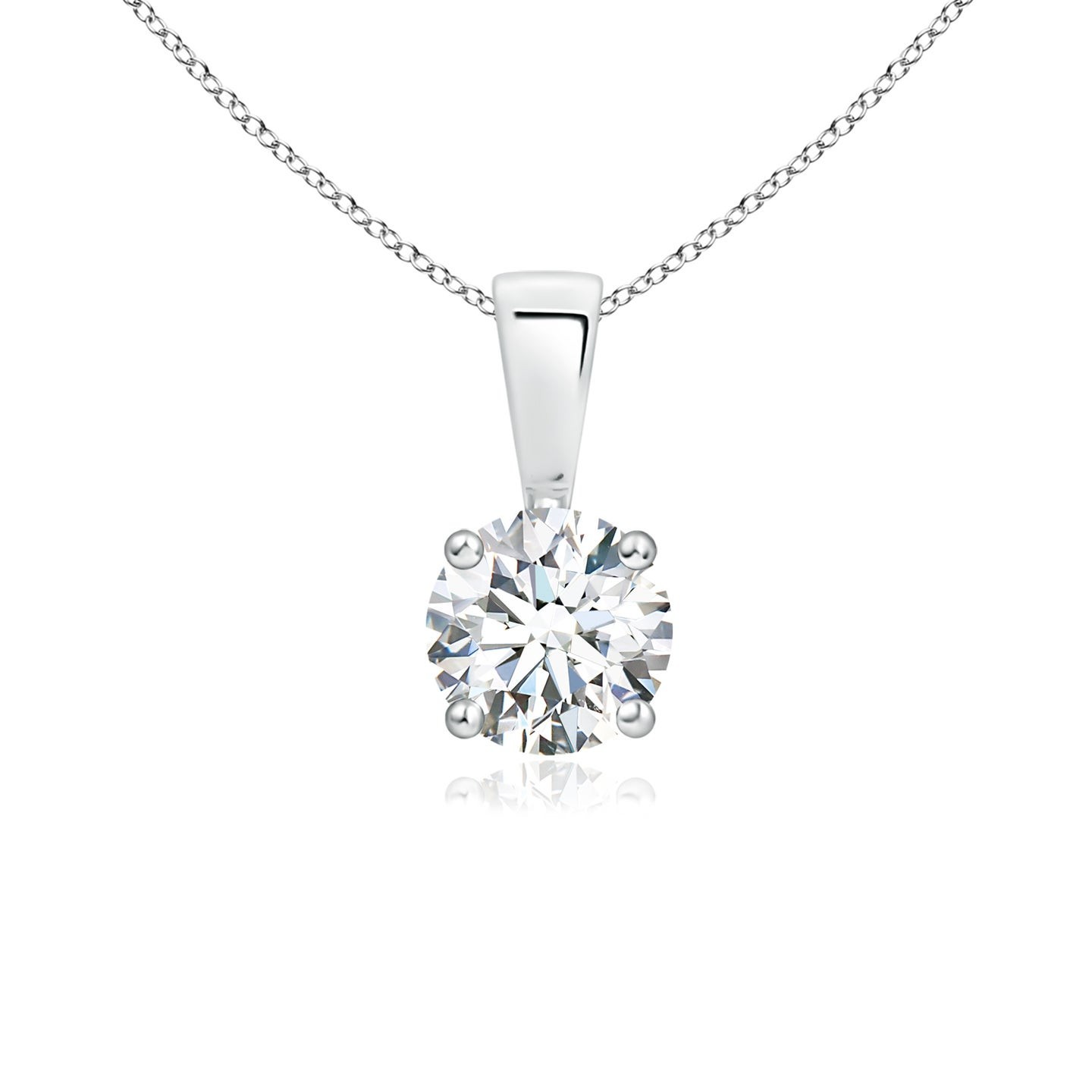 1.00 Ct Round Cut Lab Grown Diamond Pendant Necklace 925 Sterling Silver E-F VS1