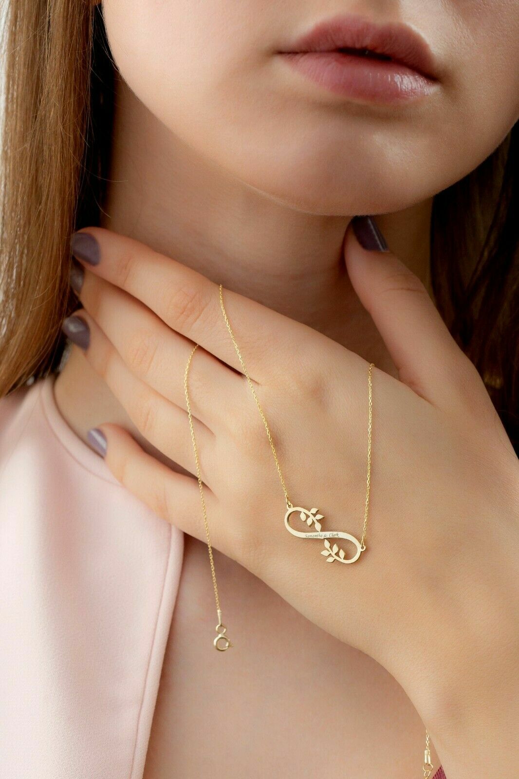 1Ct Round Cut VVS1 Diamond Infinity Pendant 14K Yellow Gold Over 18 “Free Chain