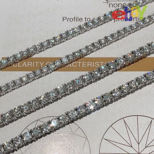 2-6.5mm 16-24″ VVS1 D Moissanite Tennis Chain Necklace 925 Silver Passes Tester