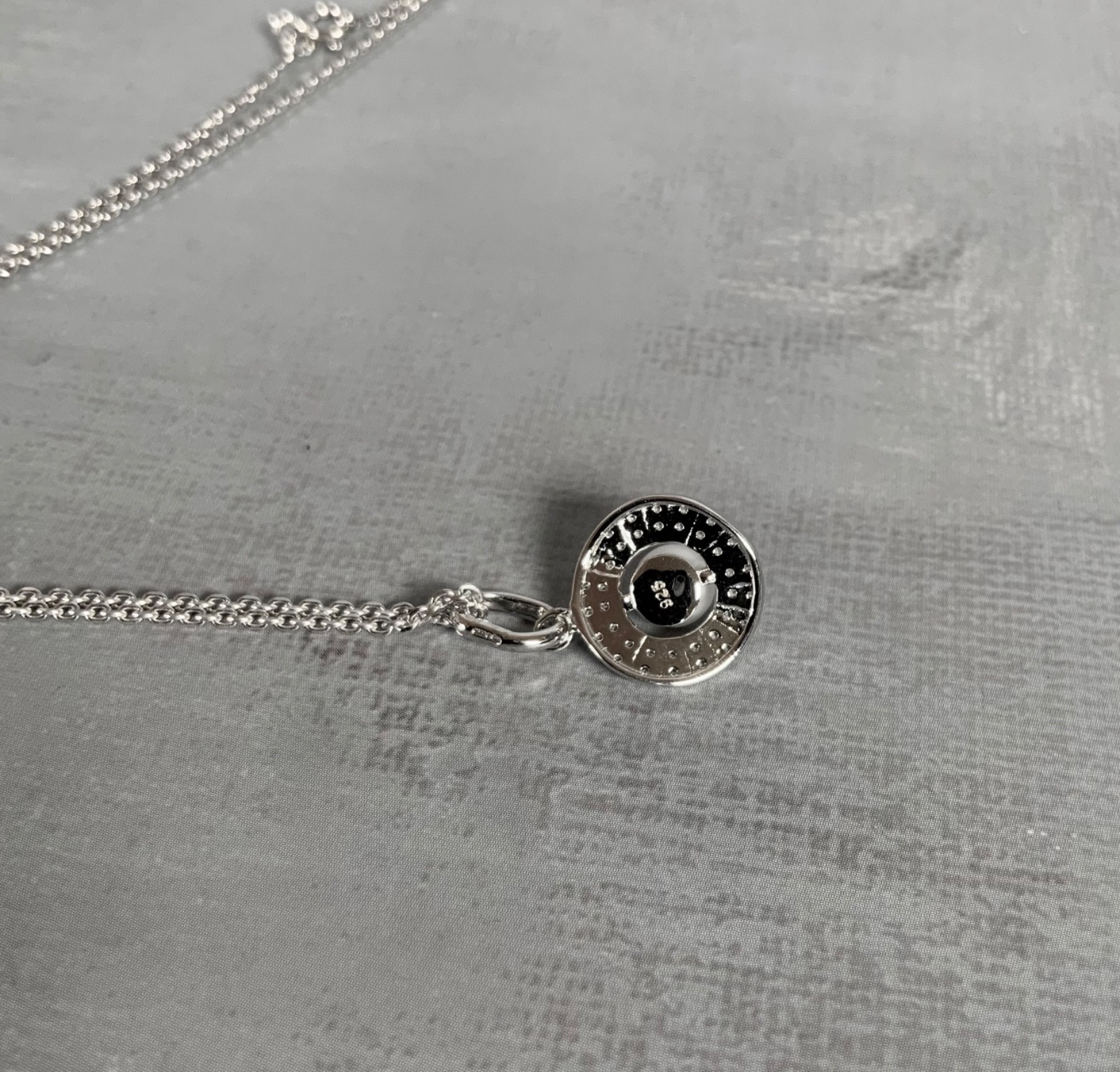 Jools by Jenny Brown sterling silver, cz & pearl Art Deco Halo pendant necklace
