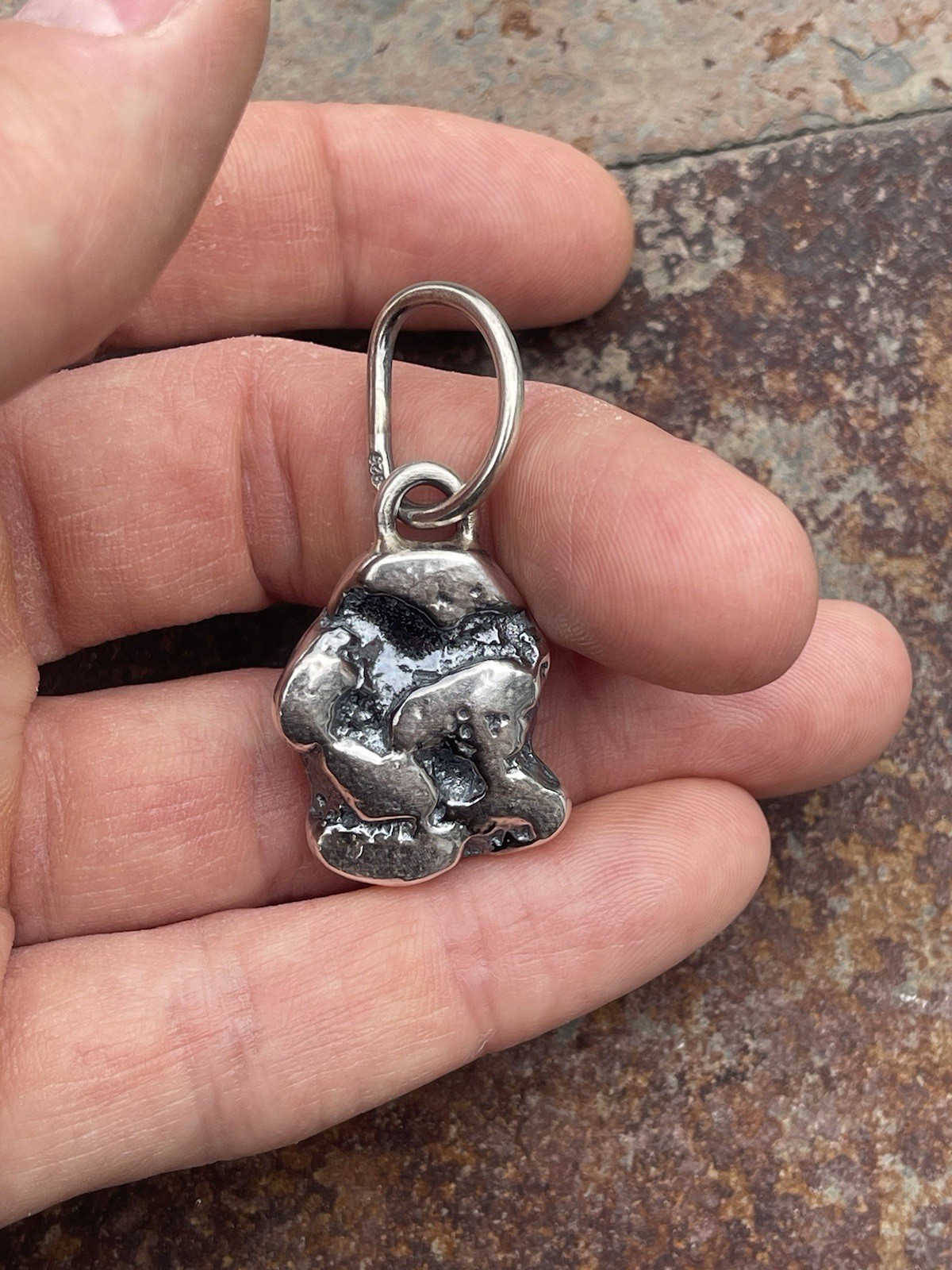 Men’s .925 SOLID Sterling Silver “Silver Nugget” Pendant. Weighs 29.6 Grams.
