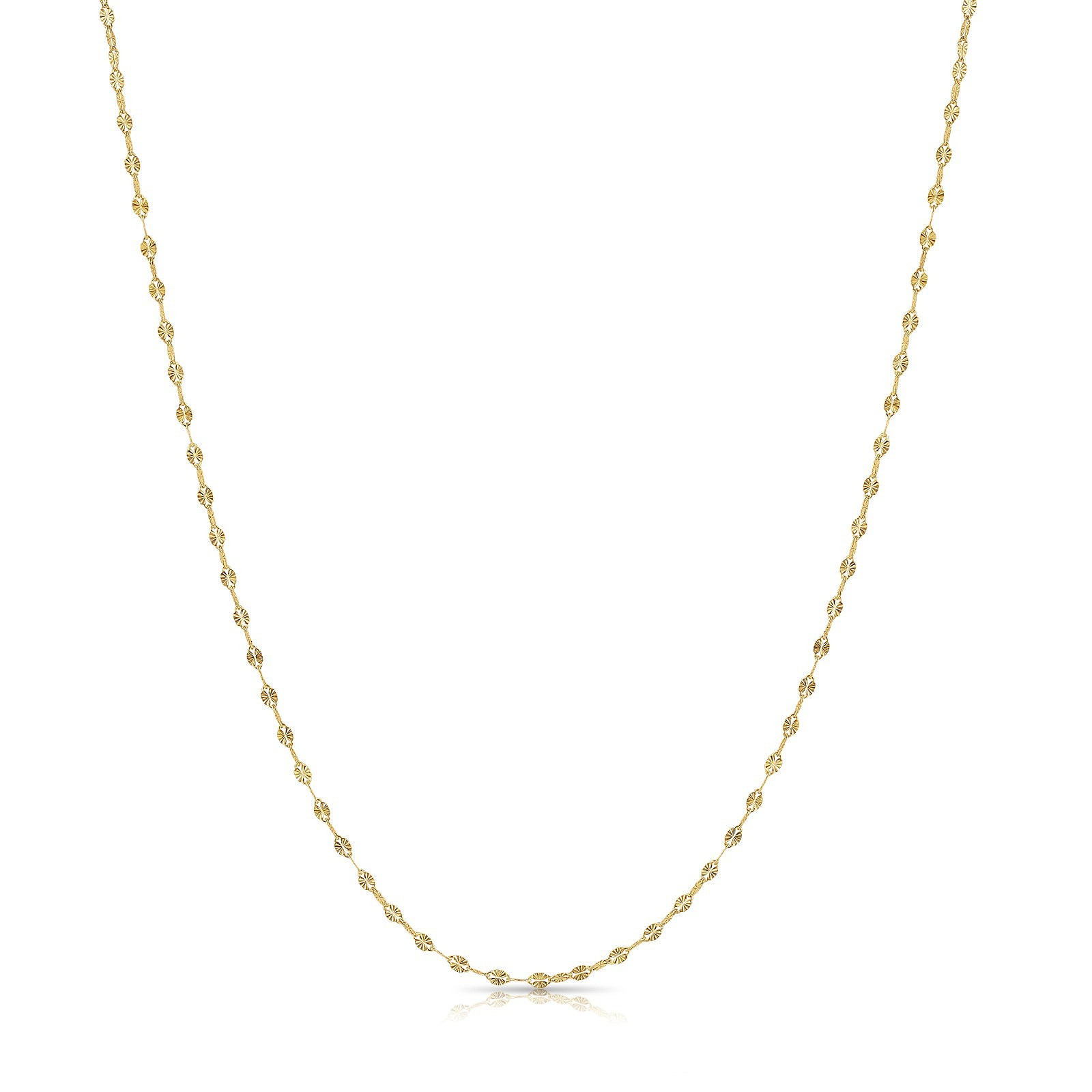14K Real Solid Yellow Gold Diamond-Cut Mirror Chain Italian Necklace 16″ 18″ 20″