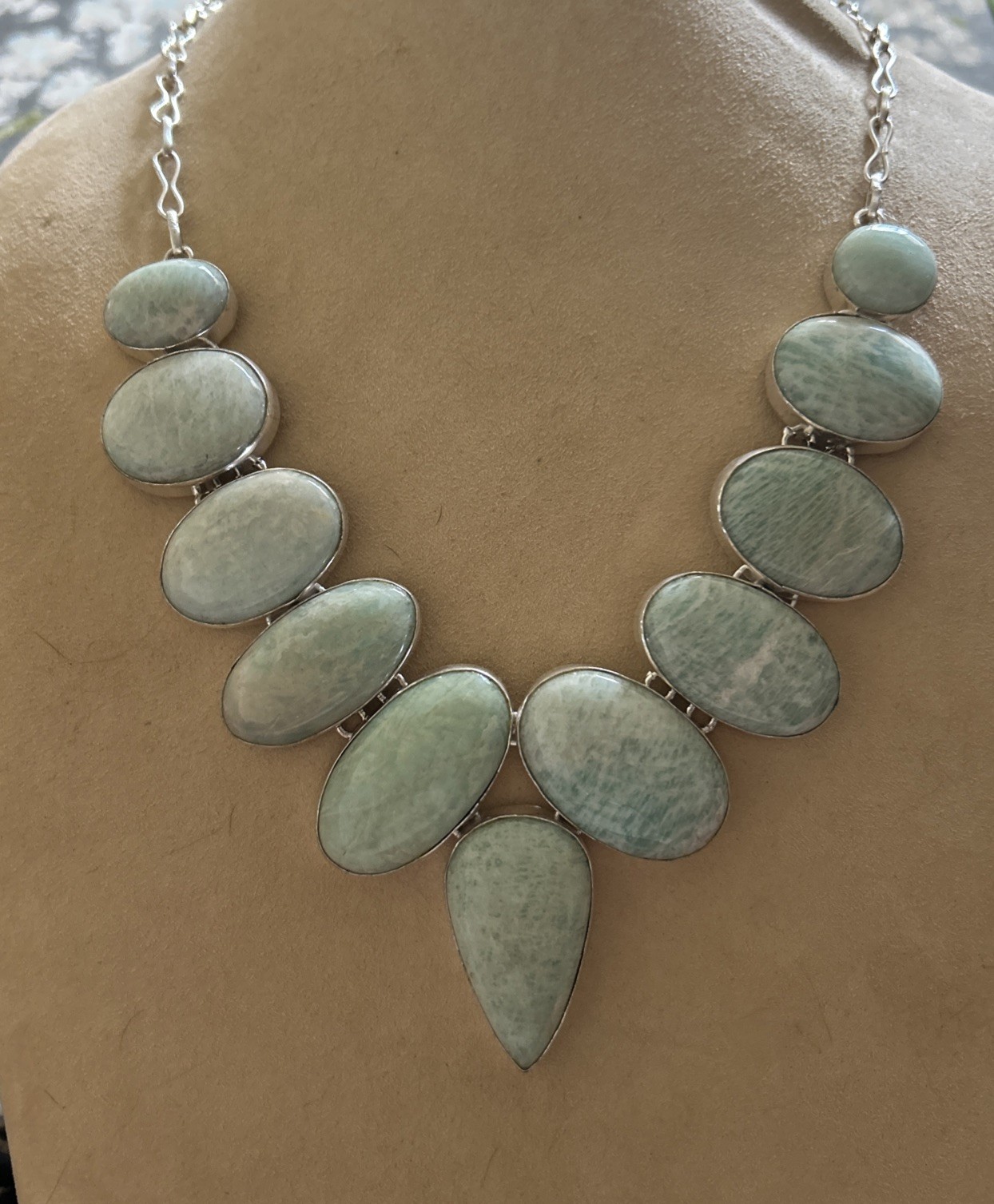 Sterling silver Amazonite 18 inch gemstone necklace