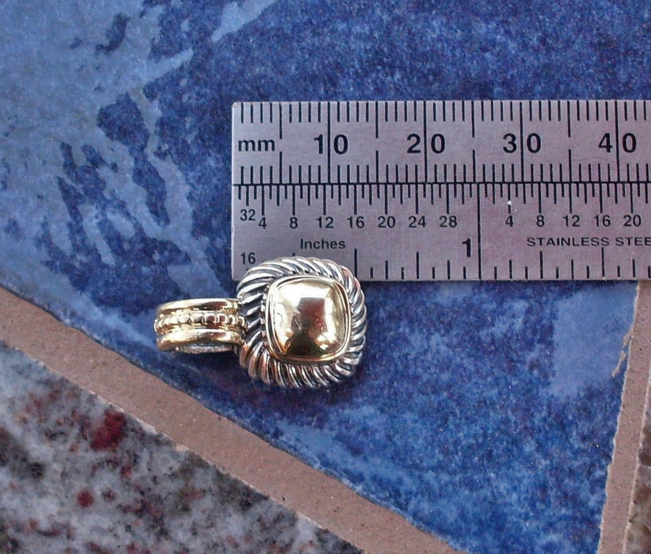 Retired David Yurman Albion Gold Dome Enhancer Pendant w/Chain – 14K/925