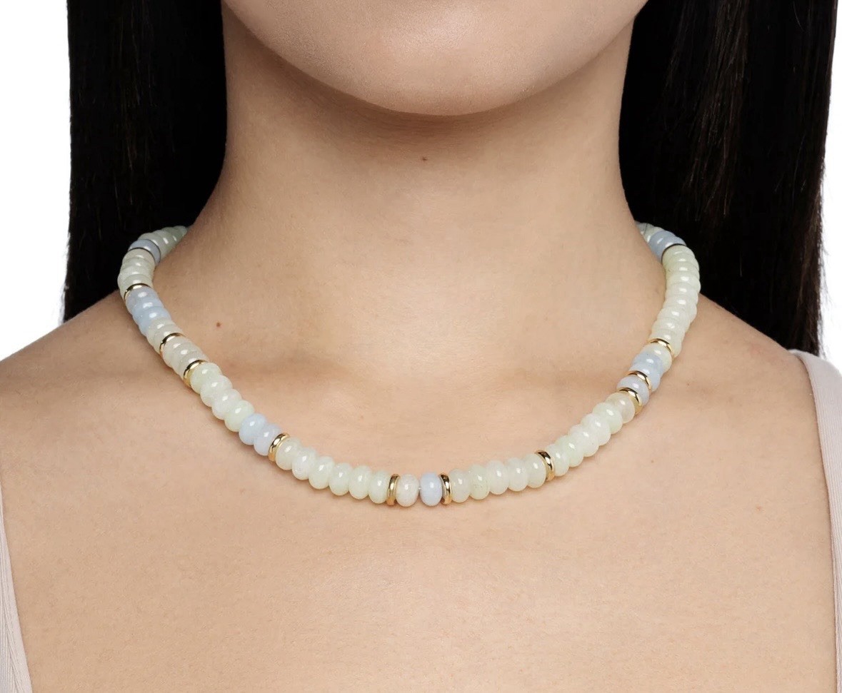 MAYAMAR Green/ Blue Quartz Gemstone Necklace 24k Gold Plated 16”