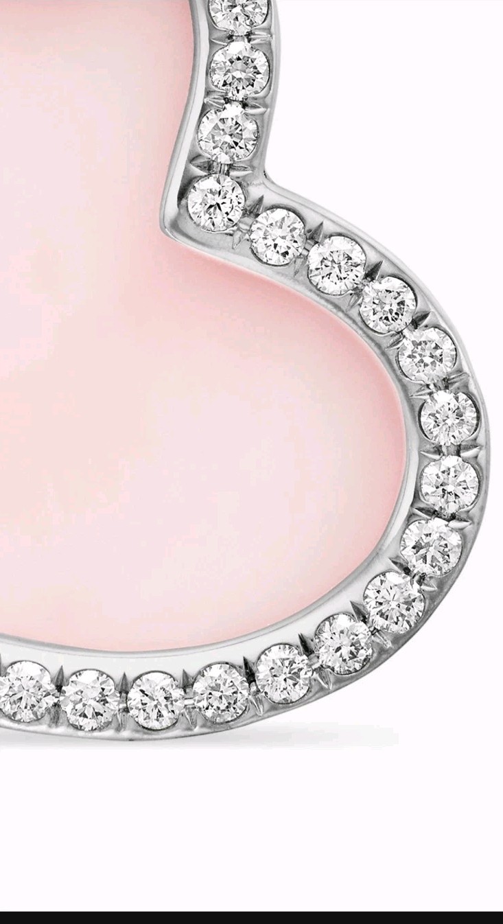David Yurman DY Elements Pink Opal Heart Amulet Sterling Silver Pave Diamonds