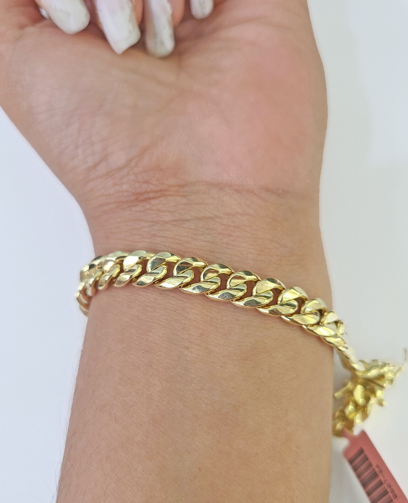 Real 14K Miami Cuban Bracelet Yellow Gold Box Clasp 8″ Inch 7mm Link Hollow