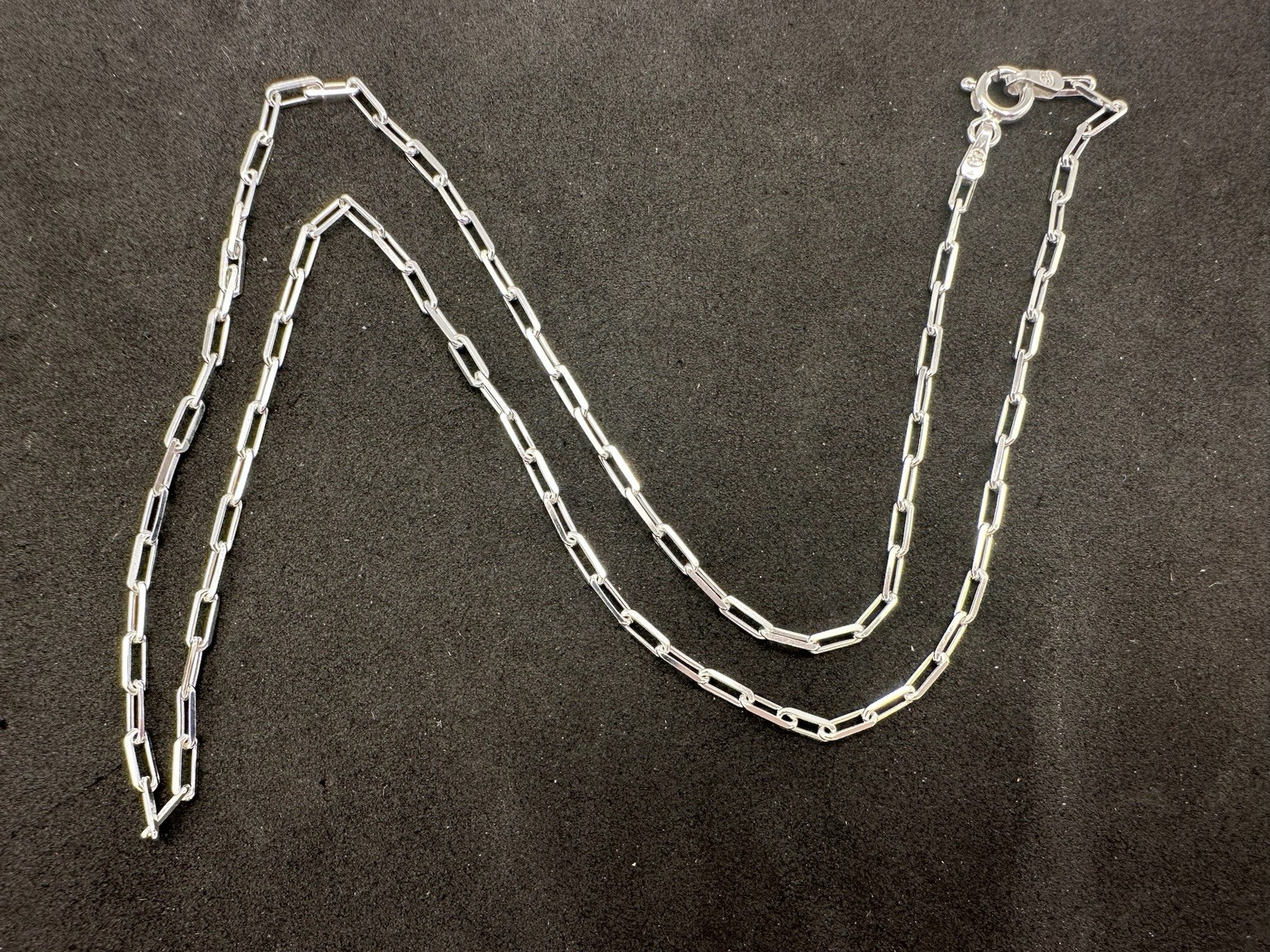 2.58g Made in Italy Sterling Silver 925 Staple Chain Necklace M 16 in