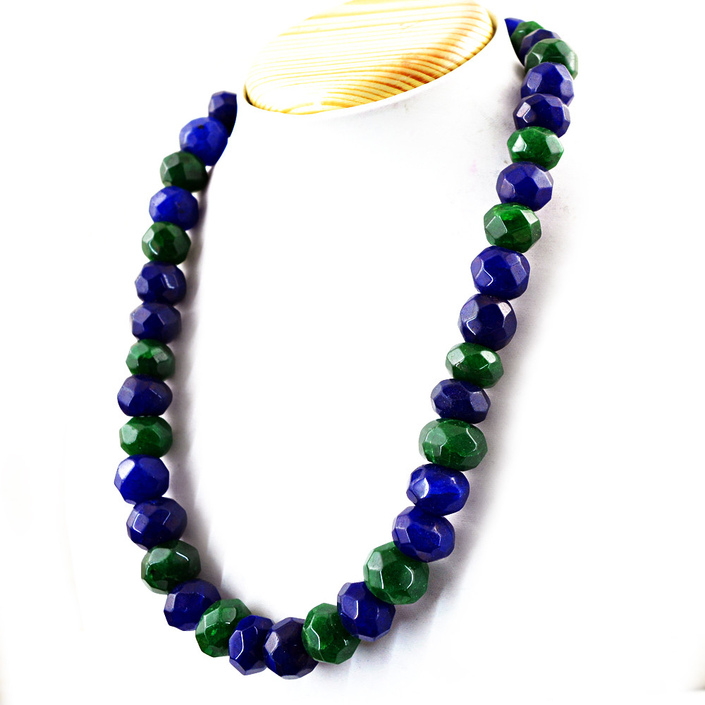 520.00 Cts Earth Mined ENHANCED Sapphire & Emerald Carved Beads Necklace