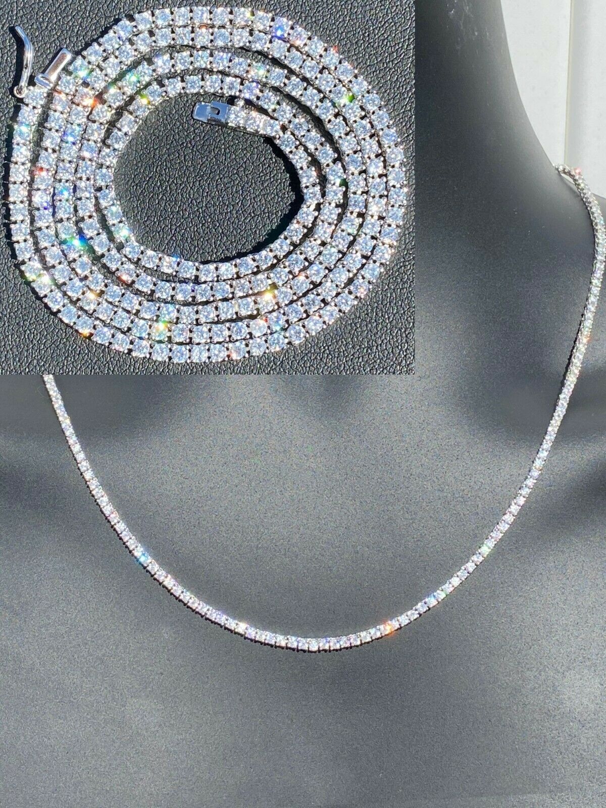 2mm Women Tennis Chain MOISSANITE Necklace Hip Hop Men 925 Sterling Silver GRA