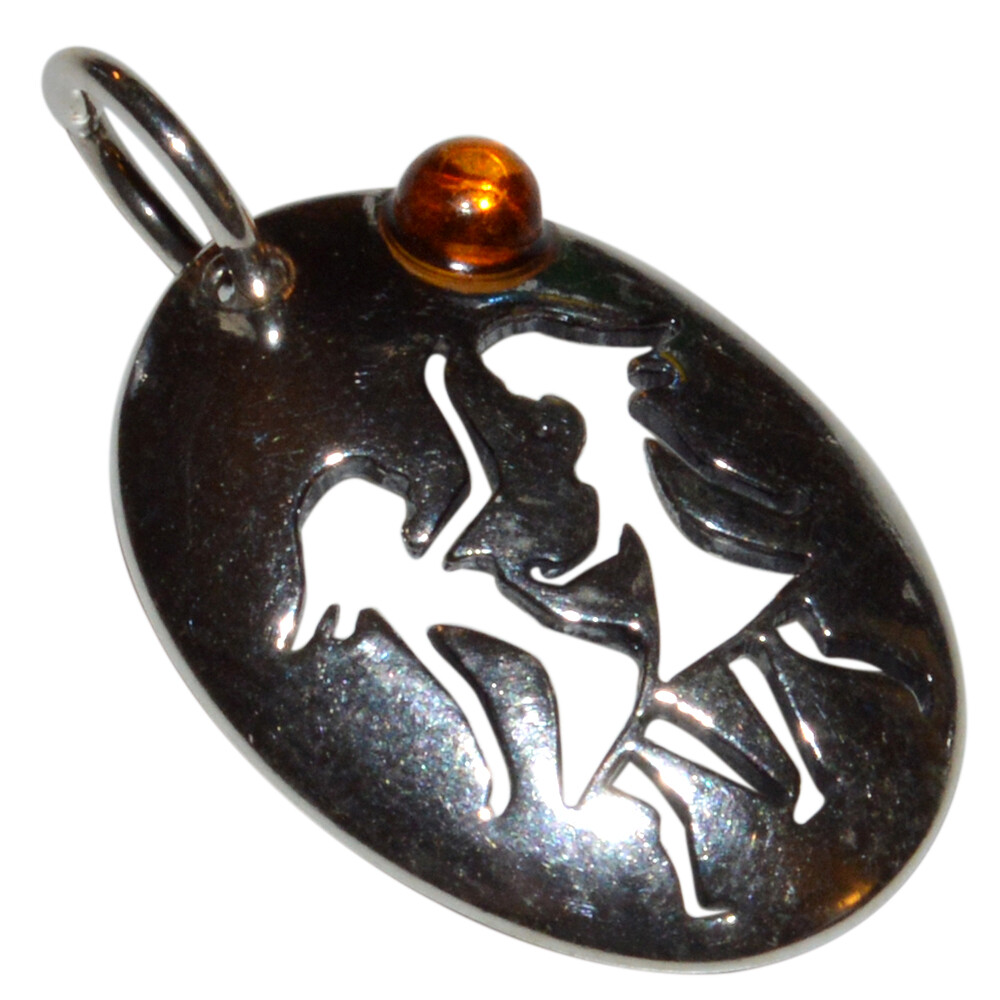 1.55g Horoscope – Gemini Authentic Baltic Amber 925 Silver Pendant N-A737